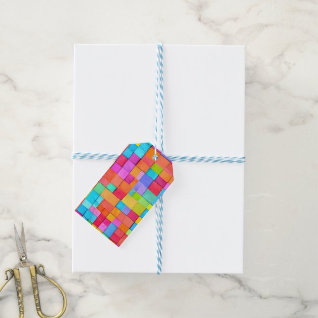 Moderne Wasserfarben Kunst Abstrakte Farben Spaß Geschenkanhänger (Mit Garn)