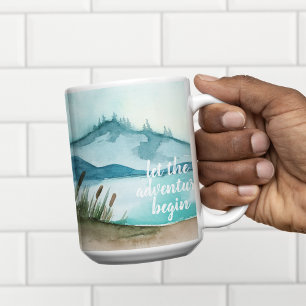 Moderne Wasserfarben-Natur Lasst uns das Abenteuer Zweifarbige Tasse