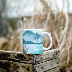 Moderne Wasserfarben-Natur Lasst uns das Abenteuer Zweifarbige Tasse
