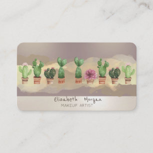 Moderne Wasserfarben Pinselstriche Stroke Cactus Visitenkarte