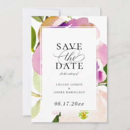 Moderne Wasserfarben Sommerblumen Save the Date Ankündigung
