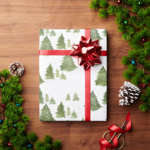Moderne Wasserfarben-Tannenwald Geschenkpapier