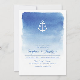 Moderne Wasserfarben Wasseranker Hochzeit Einladung