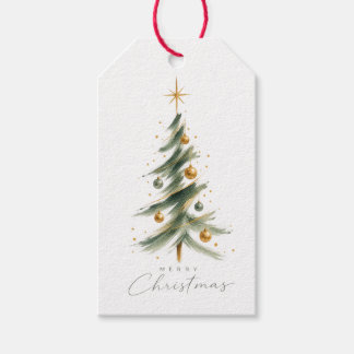 Moderne Wasserfarben-Weihnachtsbaum-Geschenkkarte Geschenkanhänger