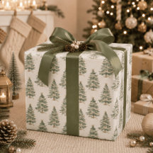 Moderne Wasserfarben-Weihnachtsbaum-Verpackungspap