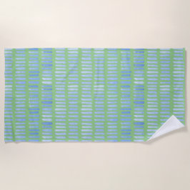 Moderne Wasserfarbenblauer Schlaglicht auf Grün Strandtuch