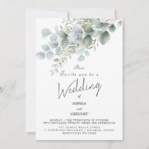 Moderne Wasserfarbene Hochzeitseinladung mit Eukal