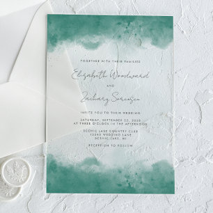 Moderne Wasserfarbene Teal-Rahmen Hochzeit Acryleinladungen