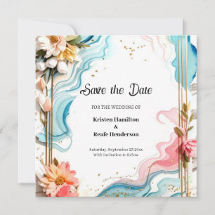 Moderne Wasserfarbensehen sichern die Datumskarte Save The Date