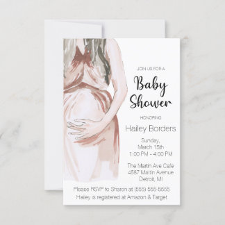 Moderne Wasserfarbenwärterin Mutter Babydusche Einladung