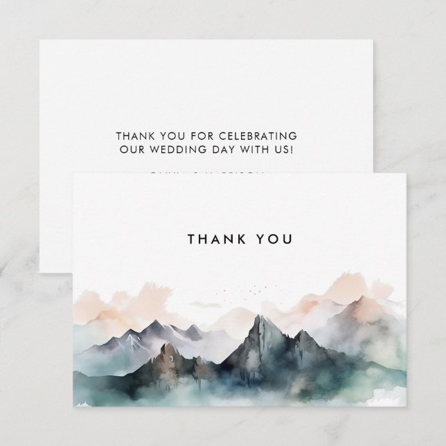 Moderne Wasserfarbenwelt Hochzeit Dankeskarte (Vorne/Hinten)