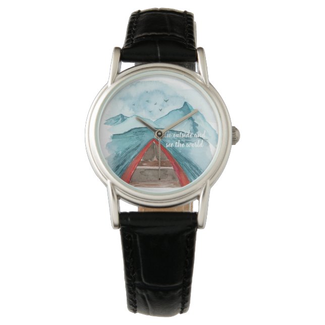 Moderne Wasserfarbenwelt - Weltangebot Armbanduhr (Vorderseite)
