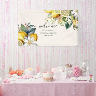 Moderne Wasserfarbenzitrus Lemon Hochzeit Banner