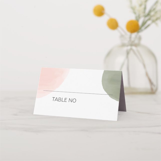 Moderne Wasserfarbkreise Hochzeitsszeitszenen Tisc Platzkarte (Vorderseite)