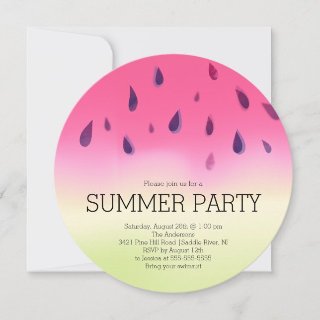 Moderne Wassermelone-Sommer GRILLEN Party Einladung (Vorderseite)