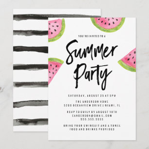 Moderne Wassermelone Sommermonate Party Einladung