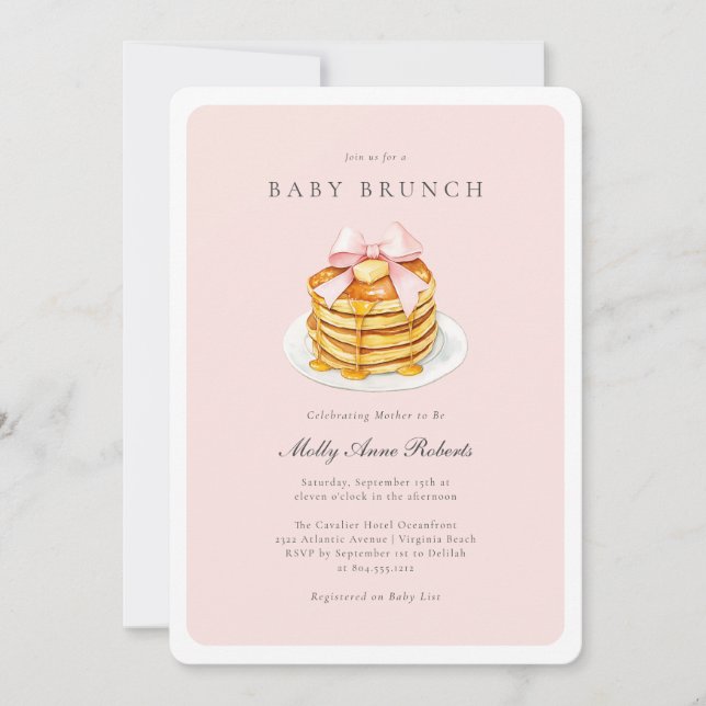 Moderne Watercolor Baby Brunch Einladung (Vorderseite)