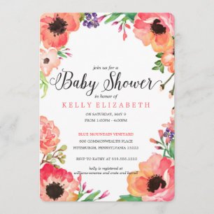 MODERNE WATERCOLOR-BLUMENDE Babydusche Einladung
