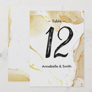 Moderne Watercolor Gold-Tischnummer Einladung