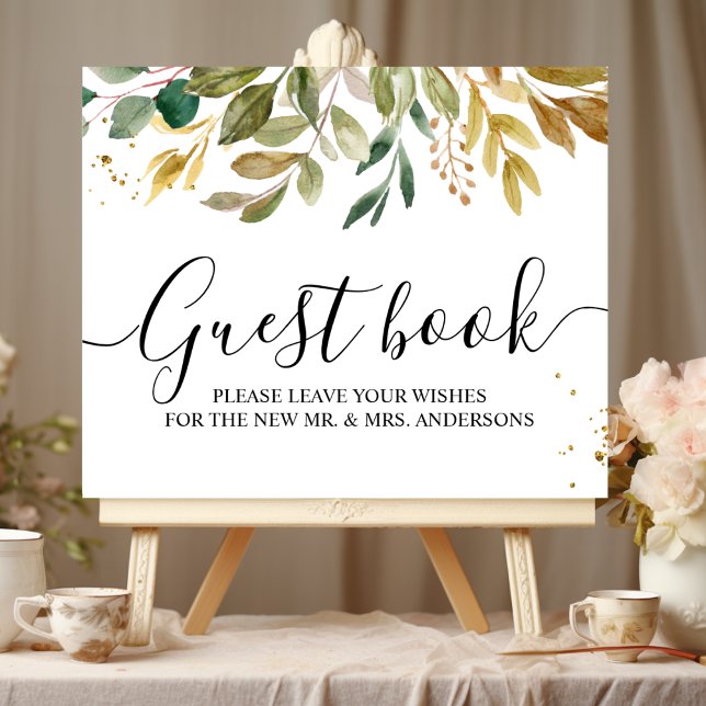 Moderne Watercolor Grünpflanzen Leaf & Gold Tropfe Poster (Von Creator hochgeladen)