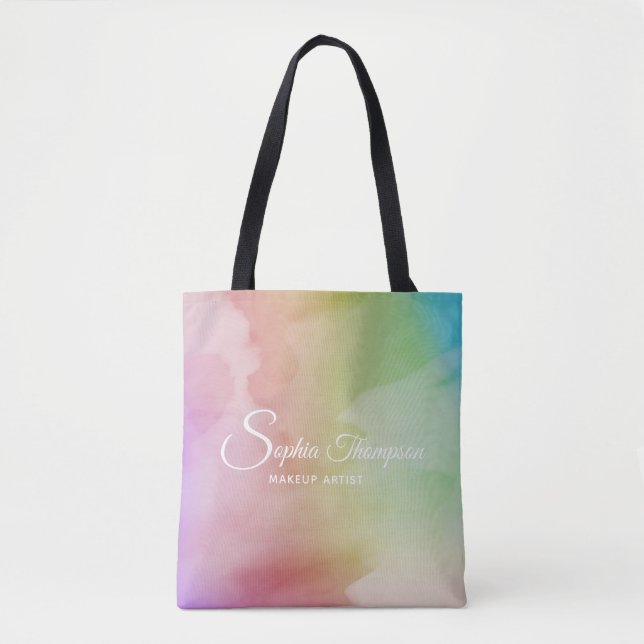 Moderne Watercolor Script Rainbow Pastel - Tote Ba Tasche (Vorderseite)