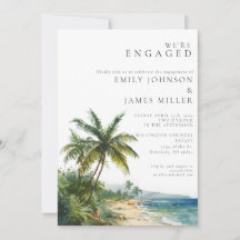 Moderne Watercolor Tropical Beach Engagement Party