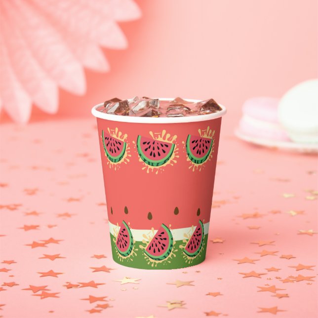 Moderne Watermelon Splash Baby Dusche Pappbecher (Insitu)