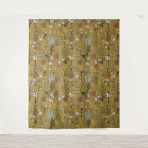 Moderne Wattle floral design Flannel Blume gelb Wandteppich
