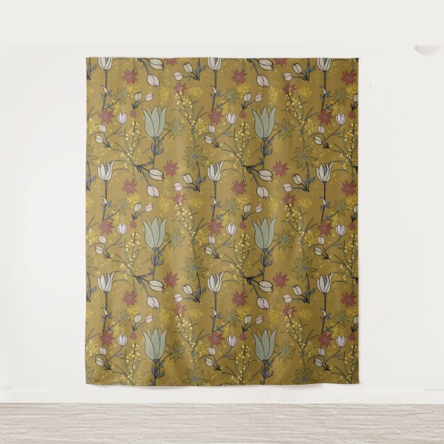 Moderne Wattle floral design Flannel Blume gelb Wandteppich (Vorderseite)