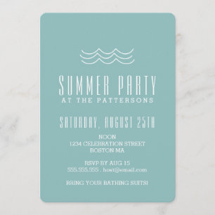 Moderne Wave Summer Pool Party Einladung