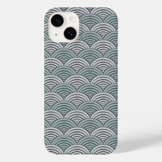 Moderne Waves Grauhandgezeichnete Scallops Arches Case-Mate iPhone 14 Hülle (Rückseite)