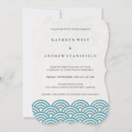 Moderne Waves Sea Blue/Green Beach Hochzeit Einladung