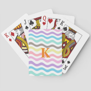 Moderne Wavy Lines   Monogramm Pastelwaves Spielkarten