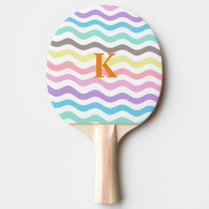 Moderne Wavy Lines   Monogramm Pastelwaves Tischtennis Schläger