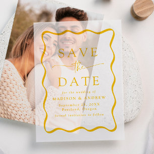 Moderne Wavy Yellow Frame Wedding Save the Date