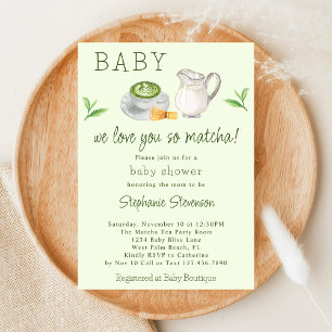 Moderne We Love You So Matcha Grüner Tee Baby Show Einladung