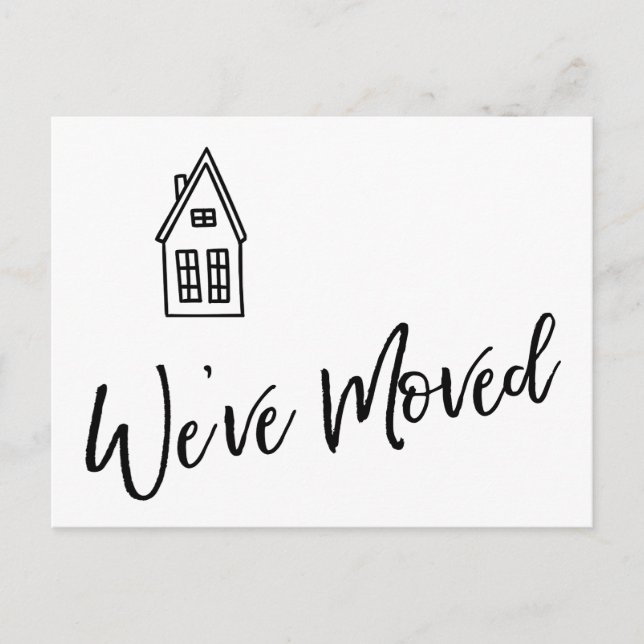 Moderne "We ve Moved" Karte mit Zeichnend Kleinem  (Vorderseite)