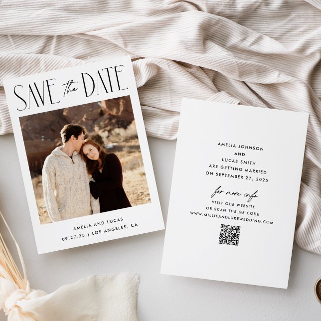 Moderne Website-QR-Code-Flat-Save-the-Date-Karte Save The Date (Von Creator hochgeladen)