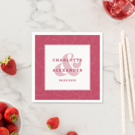 Moderne Wedding Magenta Red Trendy Bride & Groom Serviette