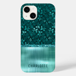 Moderne weibliche Blumen Glitter Schimmer Personal Case-Mate iPhone 14 Hülle