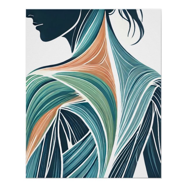 Moderne weibliche Muskelanatomie Kunst Poster (Vorderseite)