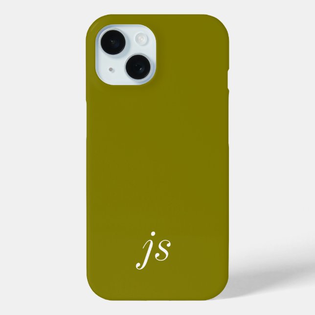 Moderne weiche olivgrüne Monogramm-Name Case-Mate iPhone Hülle (Rückseite)
