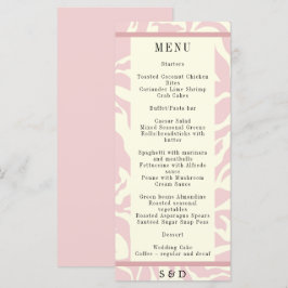 Moderne, weiche, rosa und weiße Matisse Art Weddin Menükarte