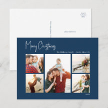 Moderne Weihnachten | Blaues Skript mit fünf Fotos