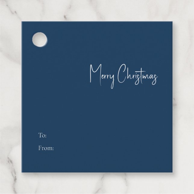 Moderne Weihnachten | Blue Square bis vom Geschenk Geschenkanhänger (Vorderseite)