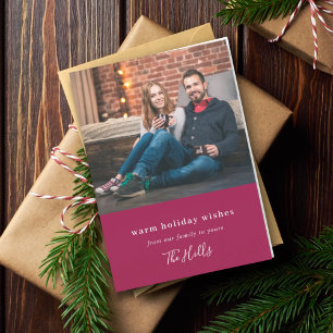 Moderne Weihnachten Couple Foto Burgundy Maroon