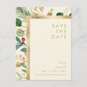 Moderne Weihnachten   Cream Save The Date Postkart Einladungspostkarte
