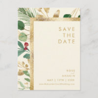 Moderne Weihnachten | Creme Save the Date Postkart