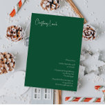 Moderne Weihnachten | Einladung zum Mittagessen<br><div class="desc">Dieses moderne Weihnachtsfest | Die grüne Lunch-Einladung ist perfekt für Ihr minimalistisches Shabby Chic boho grün und weiß Urlaub Gruß. Die minimale whimsical handgeschriebene Kalligraphie ist delikat und rustikal, bleibe elegant und elegant. Sie werden feststellen, dass alles über dieses Produkt bearbeitbar ist, also fühlen Sie sich frei, Bilder oder mehr...</div>