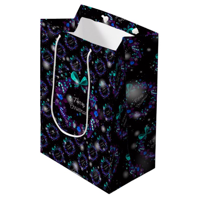 Moderne Weihnachten Elegantes Geschenk Mittlere Geschenktüte (Vorderseite Schrägansicht)